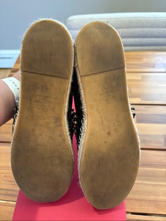 Valentino Garavani Black Studded Leather Espadrilles 40 / 9 Womens - Picture 4 of 6